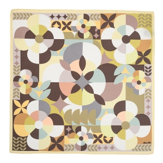 Lost in Bloom Abstract Silk Twill Scarf, Beige