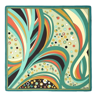 City Escape Abstract Silk Twill Scarf, Green