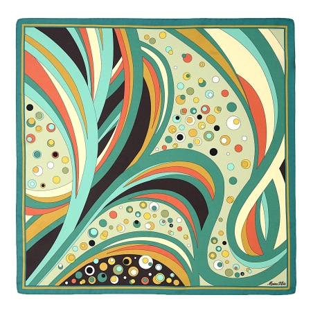 City Escape Abstract Silk Twill Scarf, Green