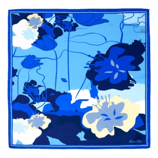 Reflection Floral Silk Scarf, Blue