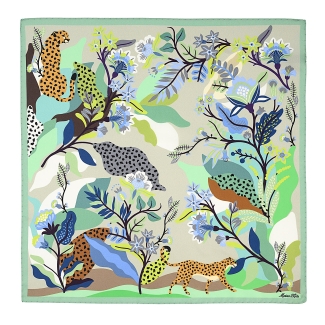 Wild Dreams Animal Print Silk Twill Scarf, Green