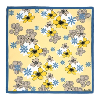 Smile for Me Floral Silk Twill Scarf, Yellow