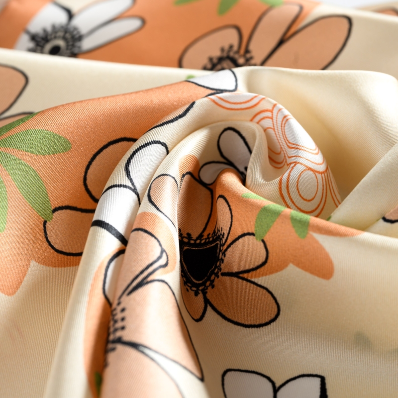 Smile for Me Floral Silk Twill Scarf, Orange