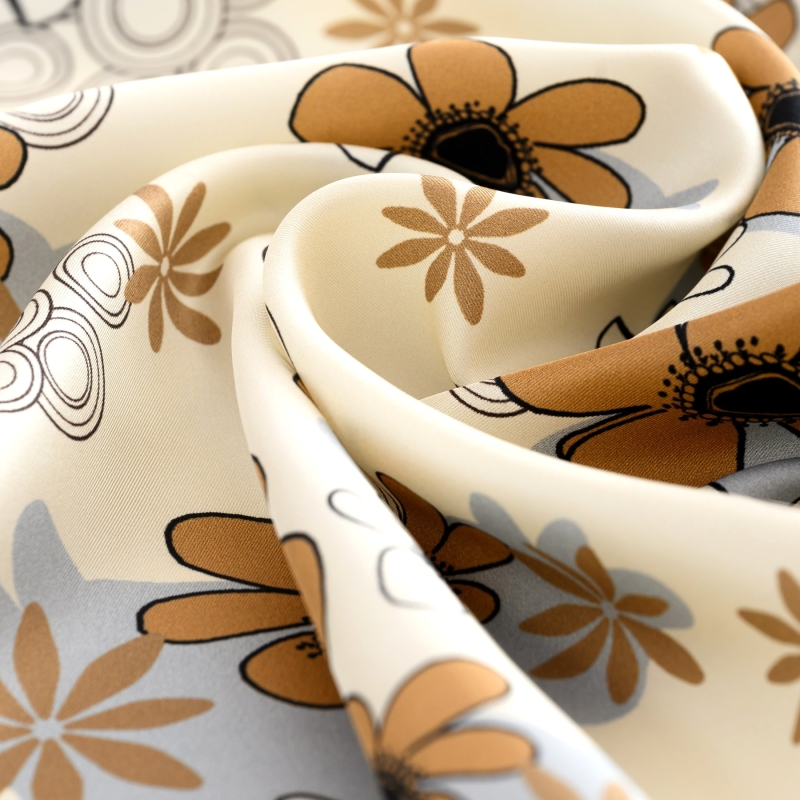 Smile for Me Floral Silk Twill Scarf, Beige
