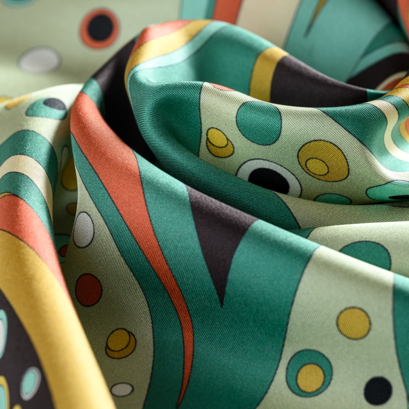 City Escape Abstract Silk Twill Scarf, Green