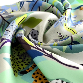 Wild Dreams Animal Print Silk Twill Scarf, Green