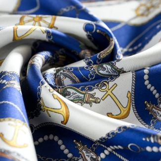 Maritime Love Silk Twill Scarf, Blue