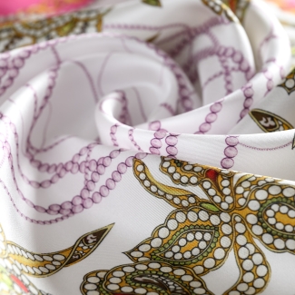 Just a Touch Floral Silk Twill Scarf, Fuchsia Pink