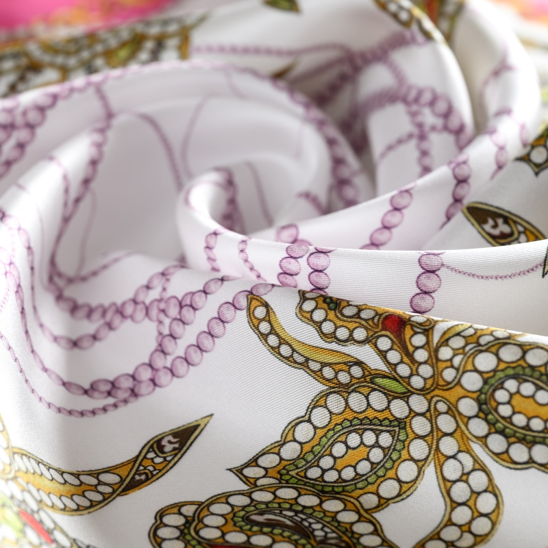Just a Touch Floral Silk Twill Scarf, Fuchsia Pink
