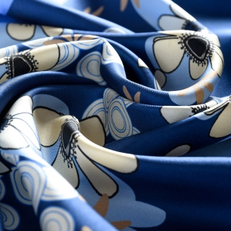 Smile for Me Floral Silk Twill Scarf, Blue