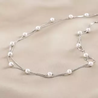 Colier argint Delicate 20 Pearls Silver cu perle scoica albe