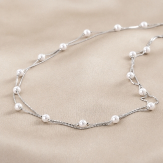 Delicate 20 Pearls Silver Necklace
