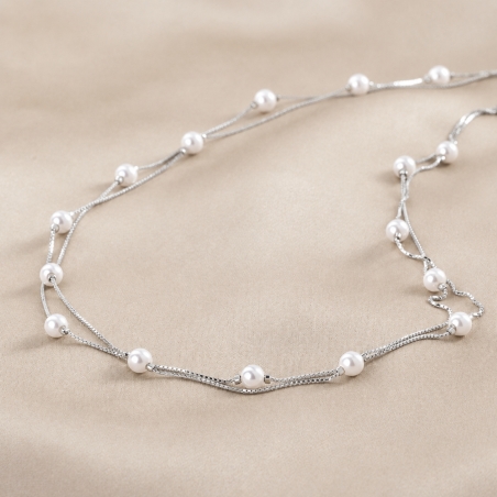 Delicate 20 Pearls Silver Necklace