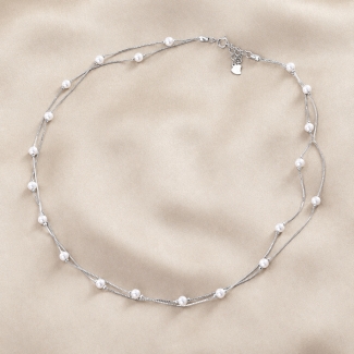 Delicate 20 Pearls Silver Necklace