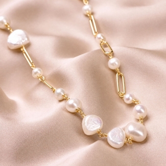 Colier argint Pearls Connection gold prezentare produs