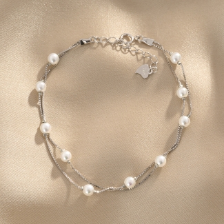Delicate 10 Pearls silver bracelet