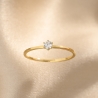 14K Gold Plated Silver Ring Delicate Solitaire, zirconia