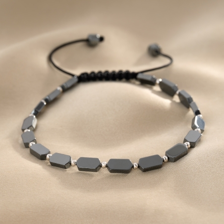 925 Silver Bracelet Cool, hematite & cord
