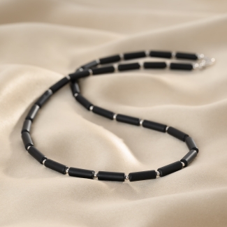 925 Silver Unisex Necklace, matte onyx