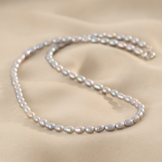 925 Silver Necklace Pearly Grey, cultured pearls