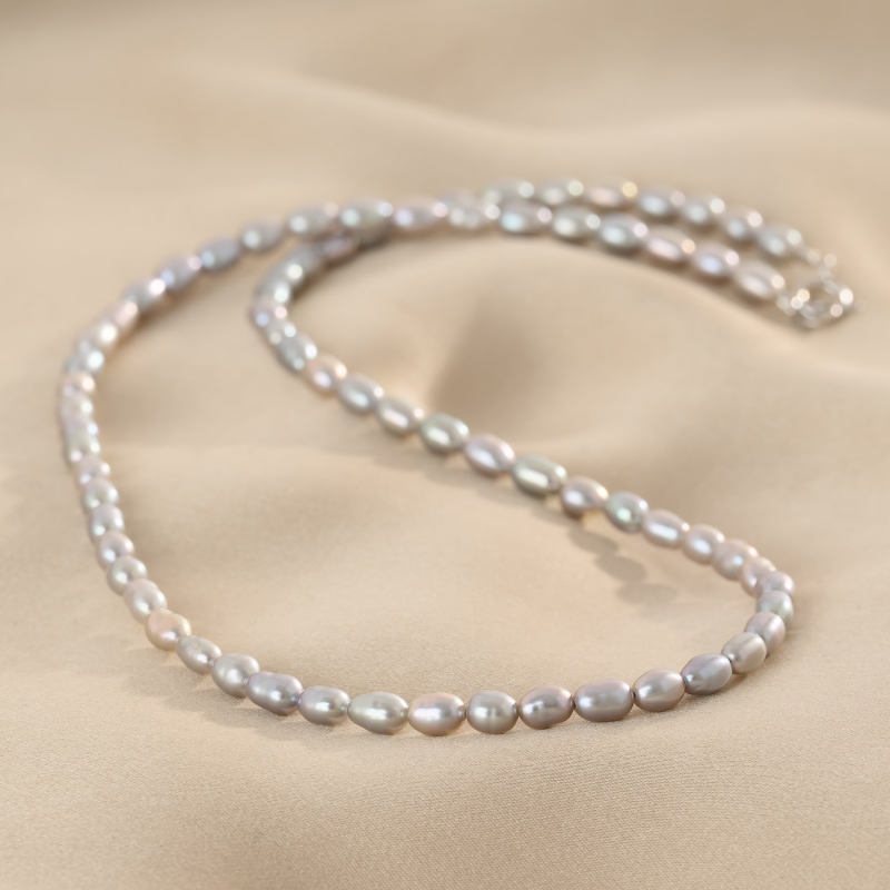 925 Silver Necklace Pearly Grey, cultured pearls