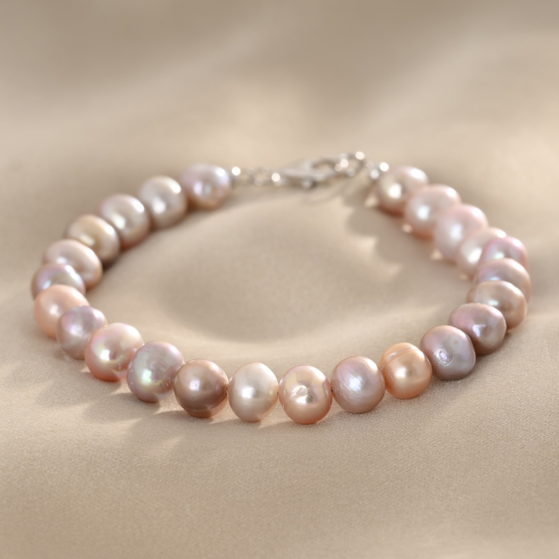 Bratara argint Rosé Moonlight perle de cultura