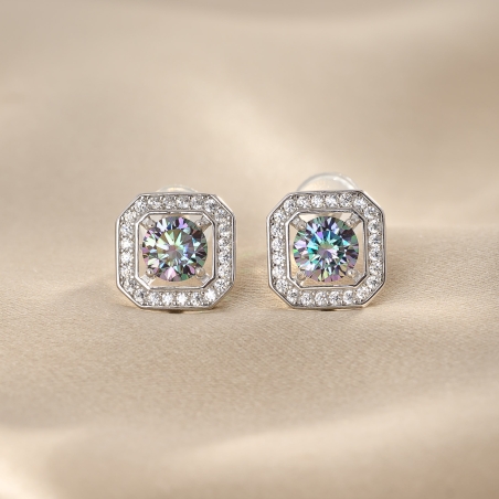 925 Silver Earrings Mystic Aura, moissanite