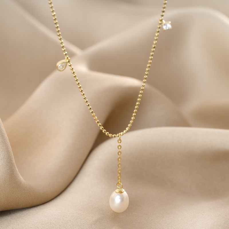 14K Gold Plated Silver Necklace Pearl2Love