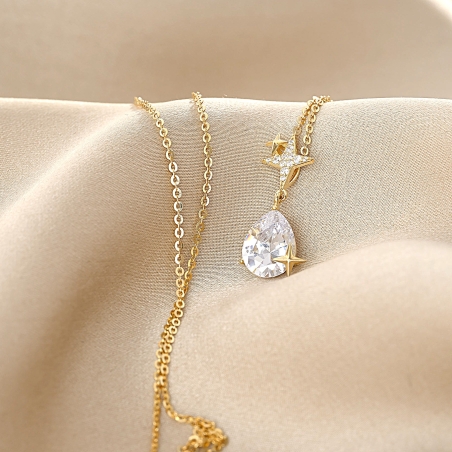 Colier argint You Light Up My Life zirconia gold
