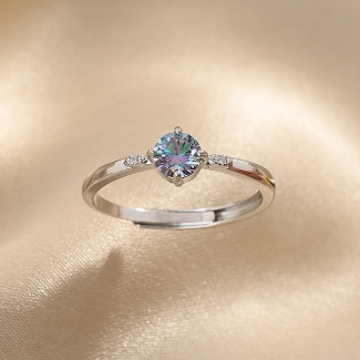 Inel argint Mystic Aura cu moissanite