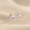 14K Gold Plated Silver Kids Earrings, lavender zirconia