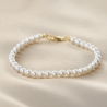 14K Gold Plated Silver Bracelet, cultured pearls 4-5mm