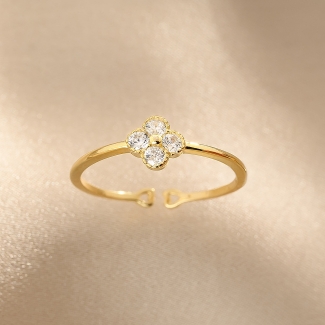 Inel argint reglabil Luck & Love zirconia gold