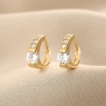 14K Gold Plated Silver Earrings Lovely Solitaire, zirconia