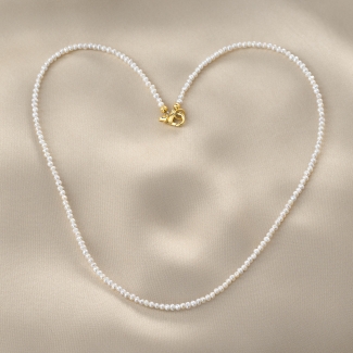 14K Gold Plated Silver Necklace, cultured pearls 2.5mm
