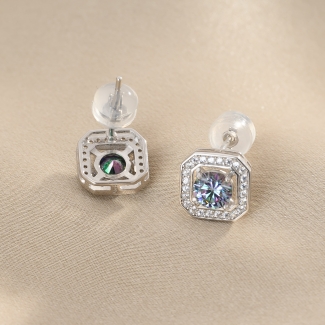 Cercei argint Mystic Aura cu moissanite