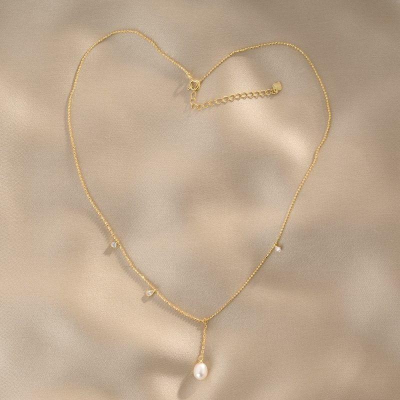 14K Gold Plated Silver Necklace Pearl2Love