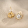 14K Gold Plated Silver Earrings, moissanite solitaire