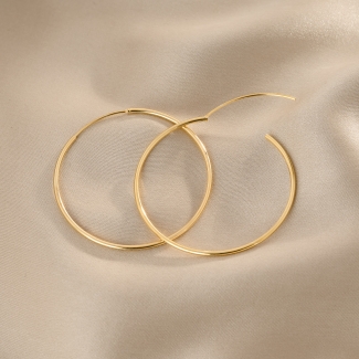 14K Gold Plated Silver Hoop Earrings, Just Creole M