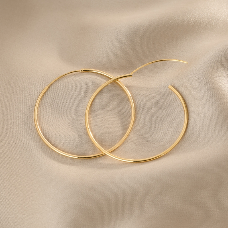 14K Gold Plated Silver Hoop Earrings, Just Creole M