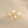 14K Gold Plated Silver Earrings City Chic, white pearl