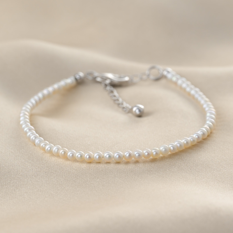 925 Silver Bracelet, cultured pearls 3mm