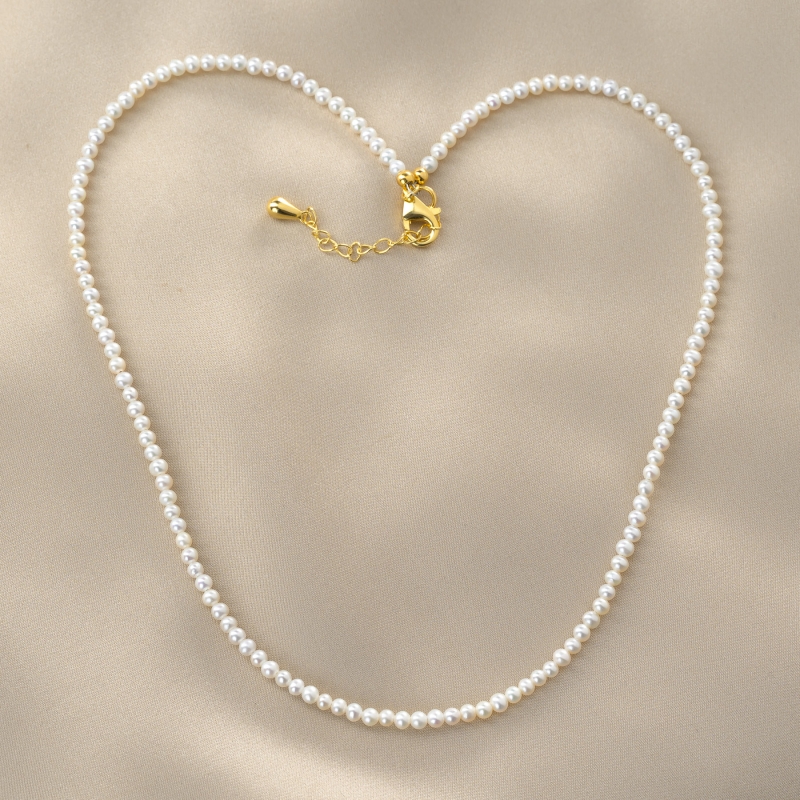 Colier argint Really. You Need It. perle de cultura 3 mm, gold