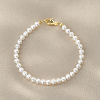 Bratara argint Everlasting Love perle de cultura 4-5 mm, gold