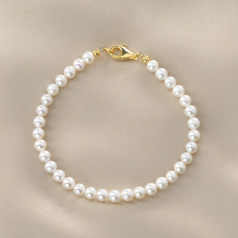 Bratara argint Everlasting Love perle de cultura 4-5 mm, gold
