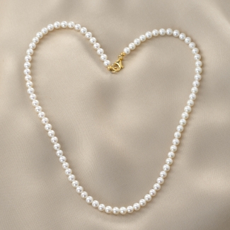 14K Gold Plated Silver Necklace, cultured pearls 4-5mm