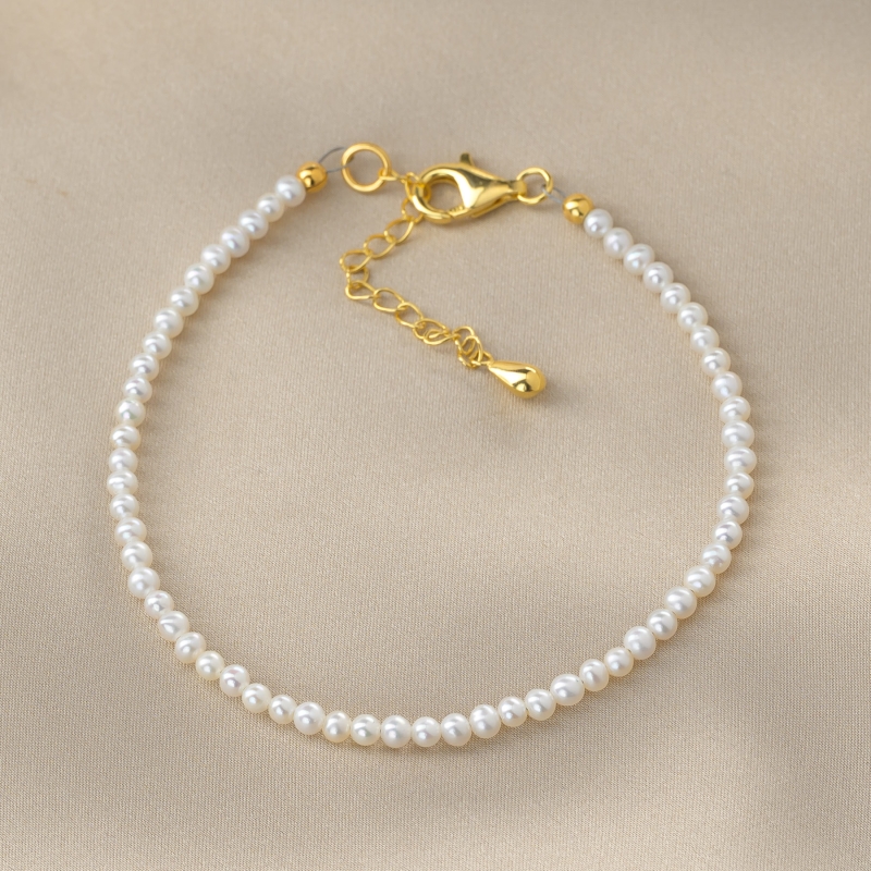 Bratara argint Really. You Need It. perle de cultura 3 mm, gold