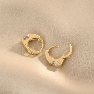 Cercei argint Lovely Solitaire zirconia, gold