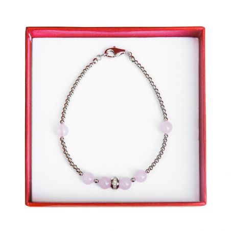 Silver and rose quartz bracelet Irresistible