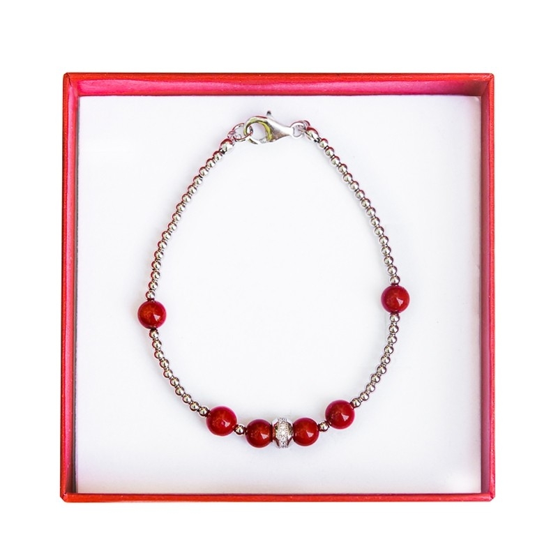 Bratara argint si coral rosu Irresistible